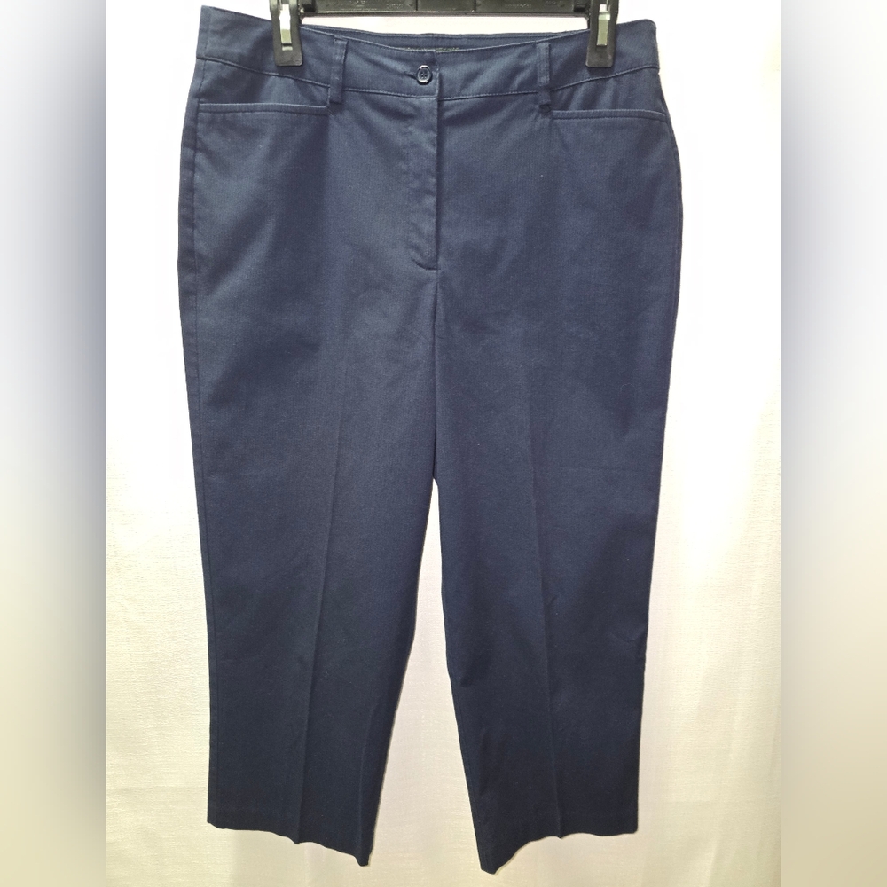 Harve Bernard Womens Cropped Pants Size 8 Navy Pedal Pushers Capri Pants EUC